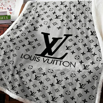 Charcoal Monogram Plush Blanket