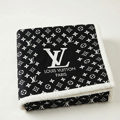 Black Monogram Plush Blanket